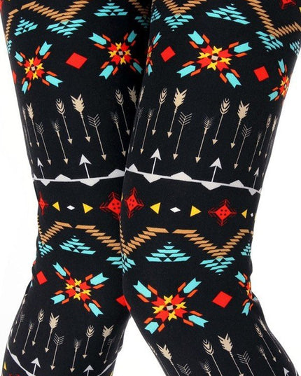 KIDS N237 KIDS BUTTERY SOFT TRIBAL PRINT FULL LEGGINGS