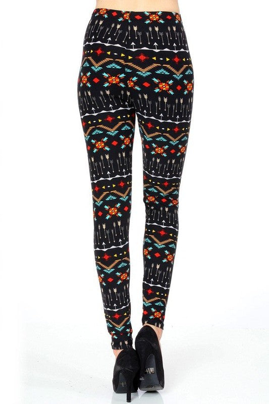 KIDS N237 KIDS BUTTERY SOFT TRIBAL PRINT FULL LEGGINGS