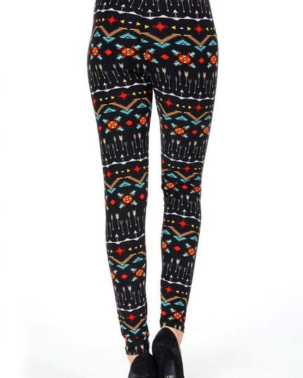 KIDS N237 KIDS BUTTERY SOFT TRIBAL PRINT FULL LEGGINGS