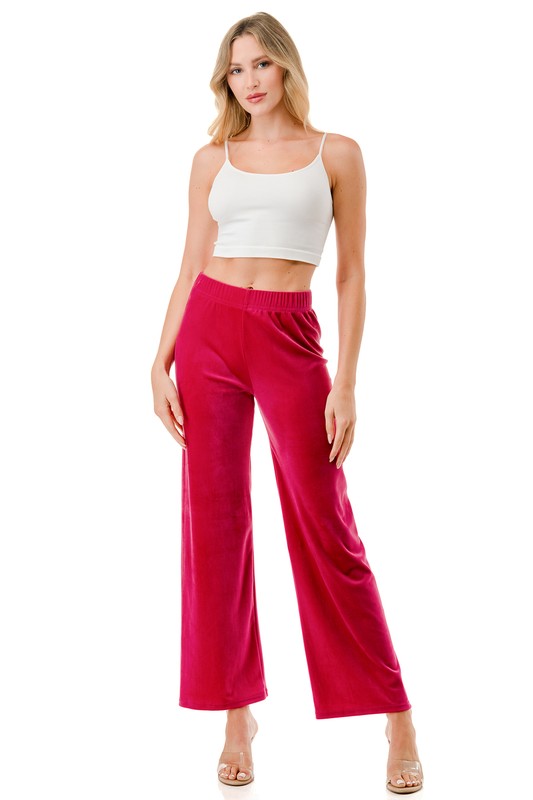 VW001 Stretch Velour – Elastic Waist Straight Leg Pants