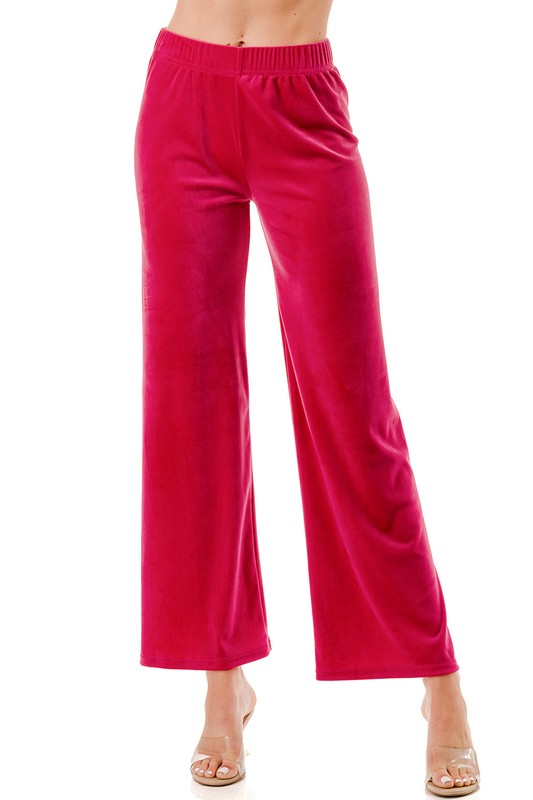 VW001 Stretch Velour – Elastic Waist Straight Leg Pants