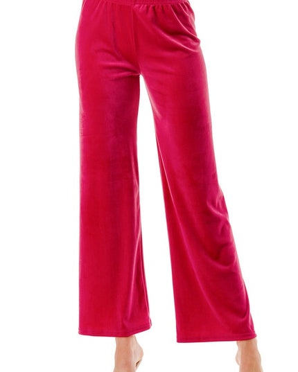 VW001 Stretch Velour – Elastic Waist Straight Leg Pants
