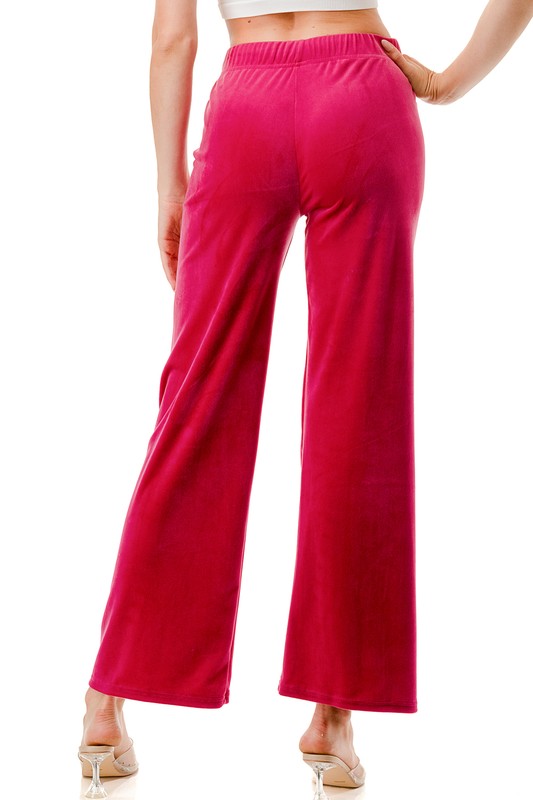 VW001 Stretch Velour – Elastic Waist Straight Leg Pants