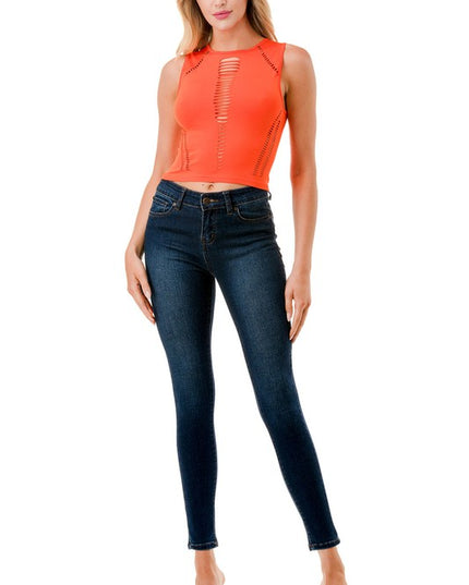 Laser Cut Tank Top – Fitted Breathable Active Top