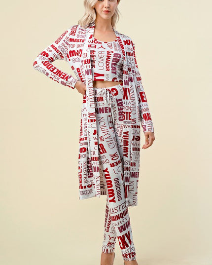 RB-PRT01-SET PRINT CARDIGAN 3-PIECE SET