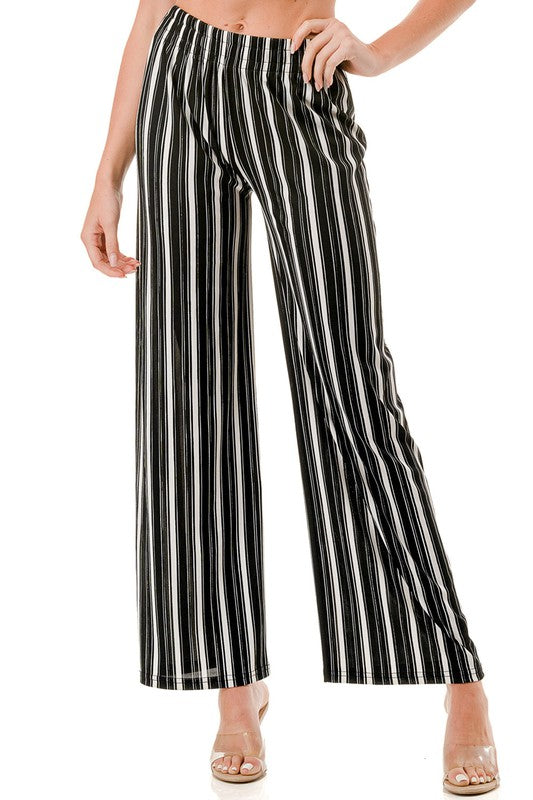 PWW29 VERTICAL STRIPE PRINT WIDE LEG PANTS