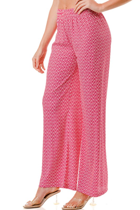 PWW31 CHEVRON PRINT WIDE LEG PANTS