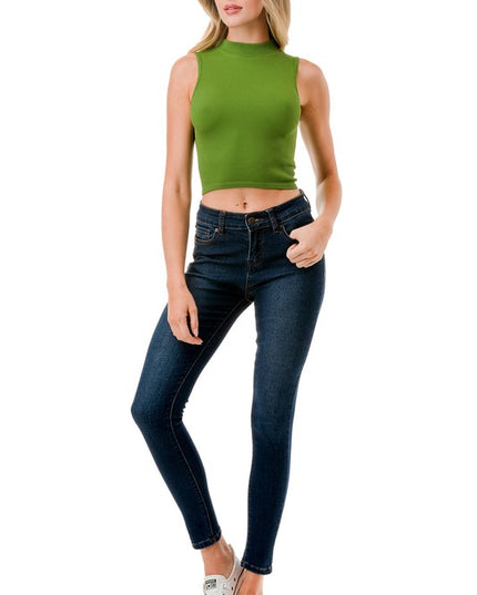 NT84 MOCK NECK CROP TANK TOP