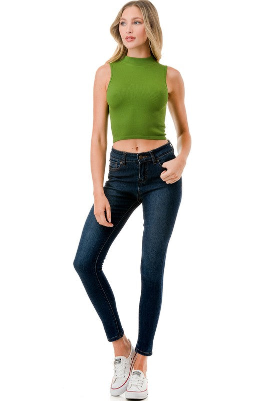 NT84 MOCK NECK CROP TANK TOP