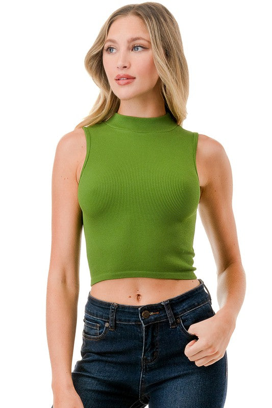 NT84 MOCK NECK CROP TANK TOP