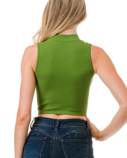 NT84 MOCK NECK CROP TANK TOP