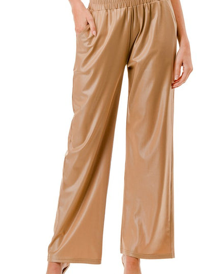 PUJS01 FAUX LEATHER STRAIGHT PANTS