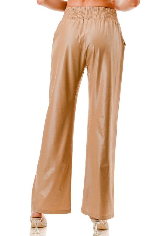 PUJS01 FAUX LEATHER STRAIGHT PANTS