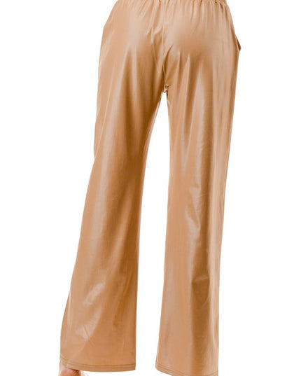 PUJS01 FAUX LEATHER STRAIGHT PANTS