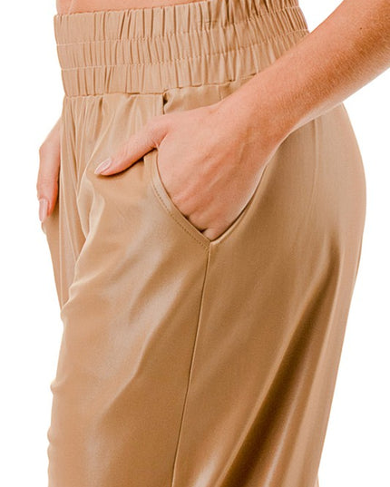 PUJS01 FAUX LEATHER STRAIGHT PANTS