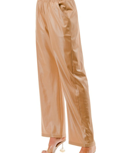 PUJS01 FAUX LEATHER STRAIGHT PANTS