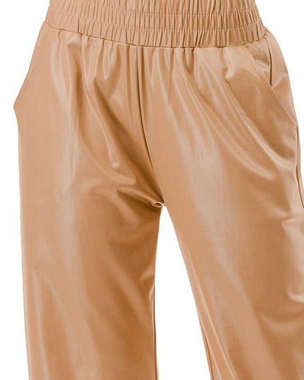 PUJS01 FAUX LEATHER STRAIGHT PANTS