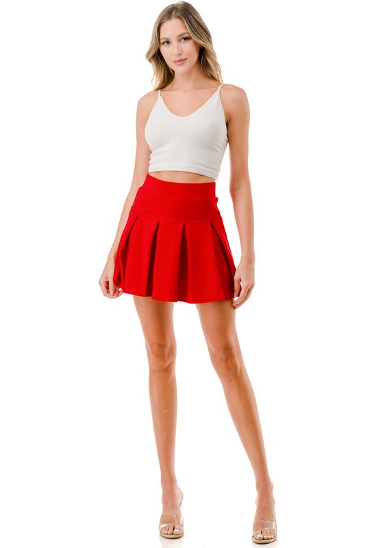 SCU10X Plus Size Pleated Mini Skort – High Waist Flared Fit