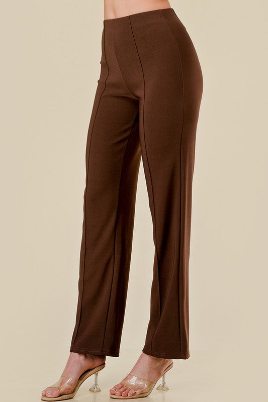 YC405X PLUS SIZE SOLID PLEATED STRAIGHT PANTS