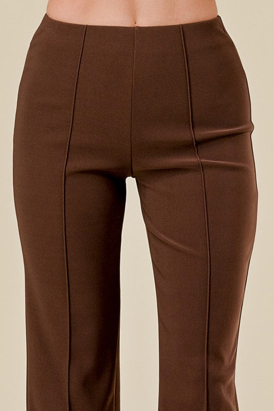 YC405X PLUS SIZE SOLID PLEATED STRAIGHT PANTS