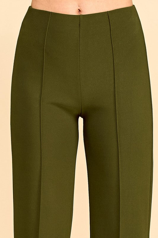 YC405 SOLID PLEATED STRAIGHT PANTS