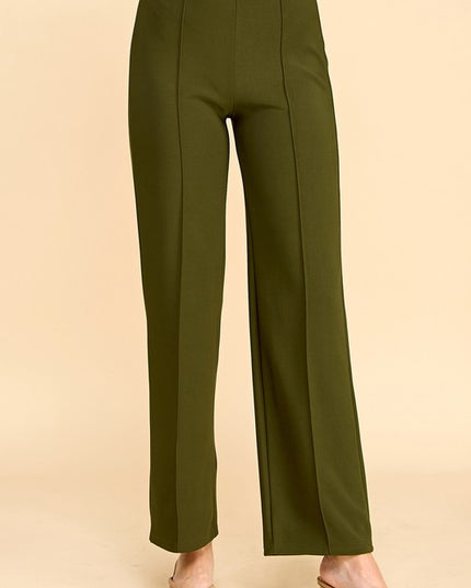 YC405X PLUS SIZE SOLID PLEATED STRAIGHT PANTS
