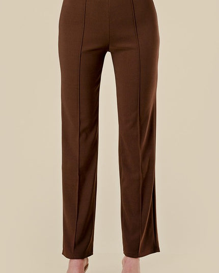 YC405X PLUS SIZE SOLID PLEATED STRAIGHT PANTS