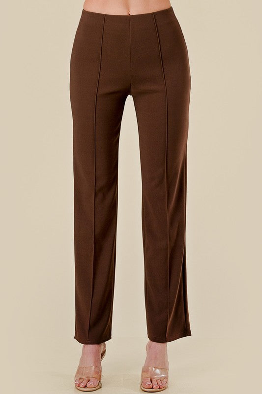 YC405X PLUS SIZE SOLID PLEATED STRAIGHT PANTS