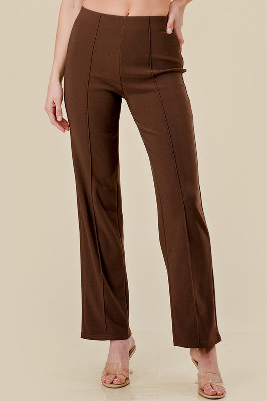 YC405X PLUS SIZE SOLID PLEATED STRAIGHT PANTS