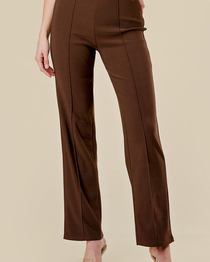 YC405X PLUS SIZE SOLID PLEATED STRAIGHT PANTS