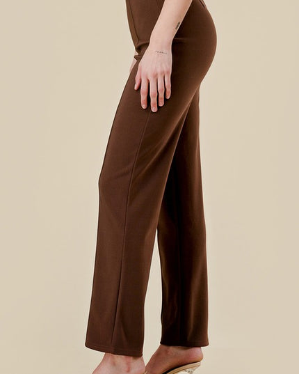 YC405X PLUS SIZE SOLID PLEATED STRAIGHT PANTS