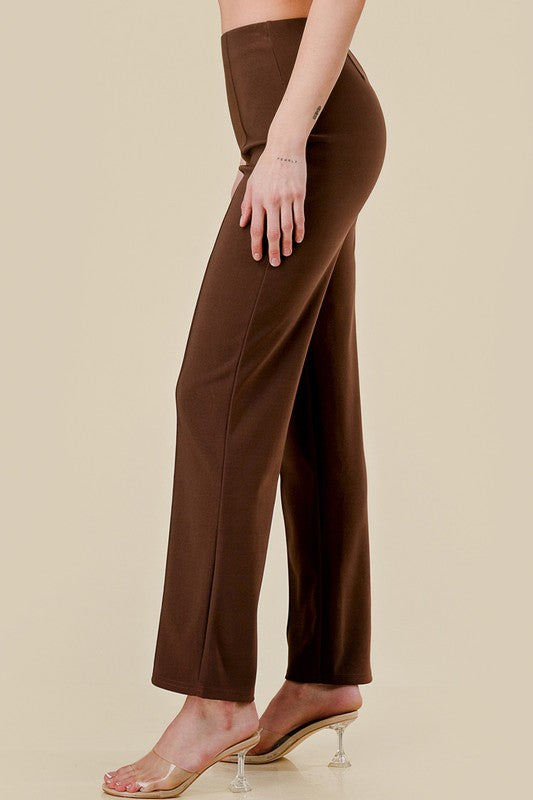 YC405X PLUS SIZE SOLID PLEATED STRAIGHT PANTS