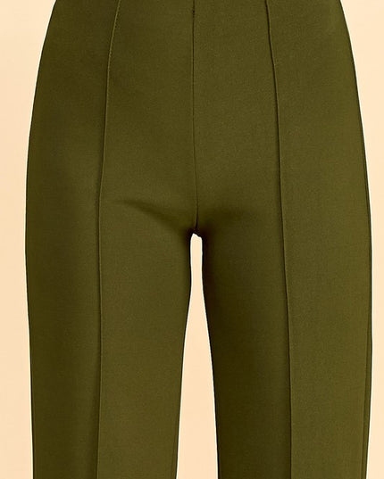 YC405X PLUS SIZE SOLID PLEATED STRAIGHT PANTS