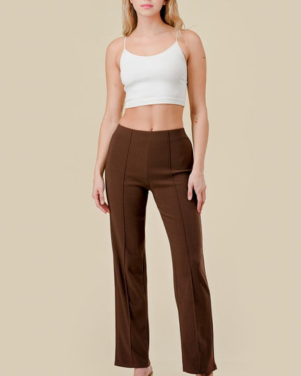 YC405 SOLID PLEATED STRAIGHT PANTS