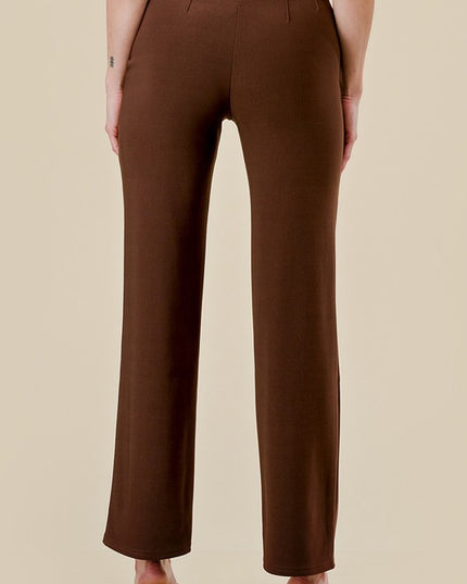 YC405X PLUS SIZE SOLID PLEATED STRAIGHT PANTS