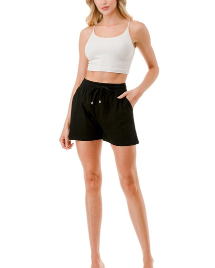 LINEN-02S LINEN DRAWSTRING SHORTS