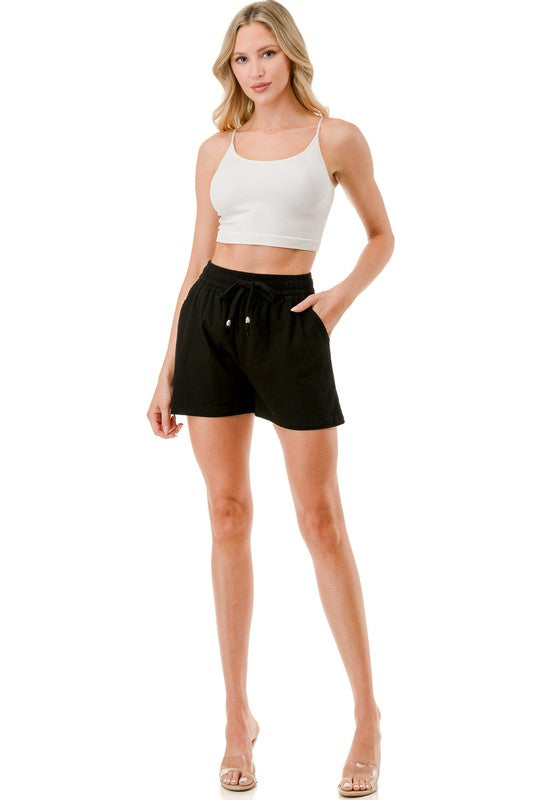 LINEN-02S LINEN DRAWSTRING SHORTS
