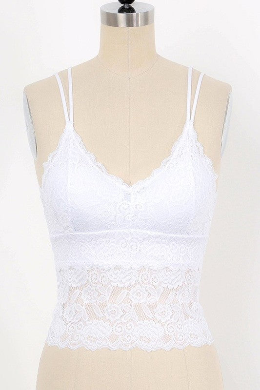 LB-11L PLUS FLORAL LACE DOUBLE STRAP TANK TOP