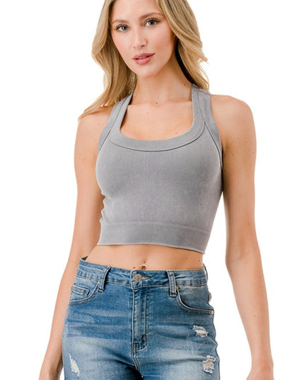 NT113MW MINERAL WASH CROP TANK TOP