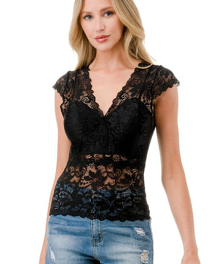 LB47 LACE SURPLICE TOP