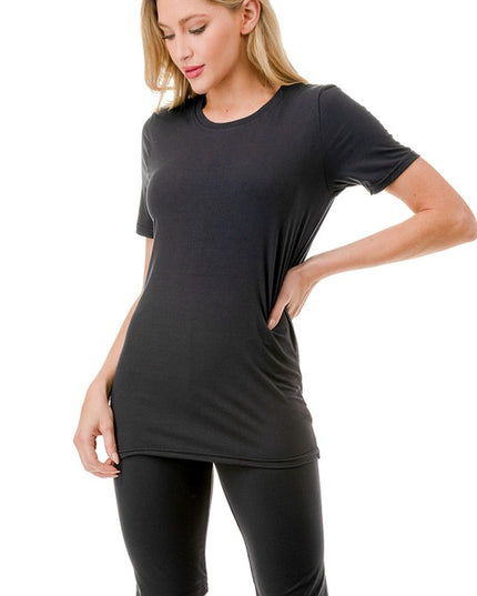 SET-501 SOLID BOYFRIEND TOP & BIKER SHORT SET