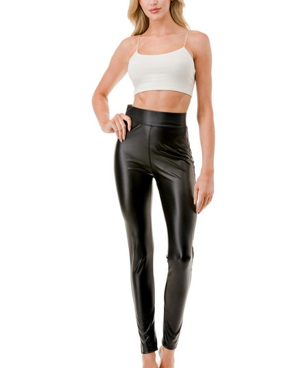 PPU10 VEGAN LEATHER HIGH WAIST SKINNY PANTS