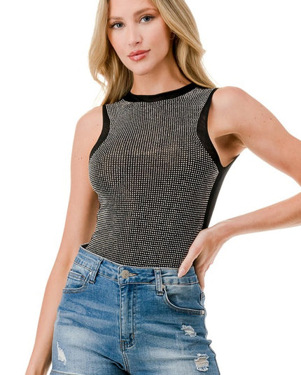 BST20 RHINESTONED MESH BODYSUITS