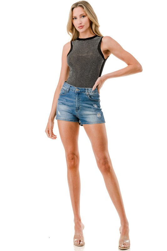 BST20 RHINESTONED MESH BODYSUITS