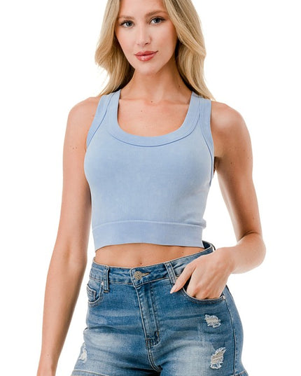 NT113MW MINERAL WASH CROP TANK TOP