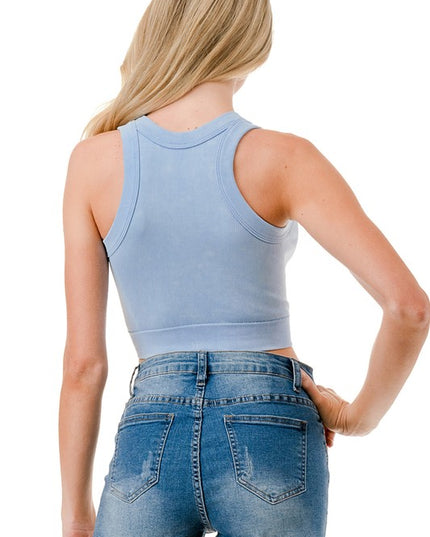 NT113MW MINERAL WASH CROP TANK TOP