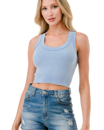 NT113MW MINERAL WASH CROP TANK TOP