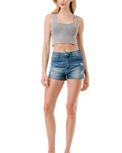 Mineral Wash Crop Tank Top – Sculpt Fit Washed Top