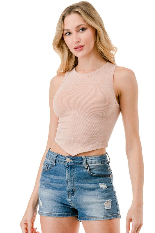NT78MW Mineral Wash Thermo Tank Top – Fitted Thermal Crop Top