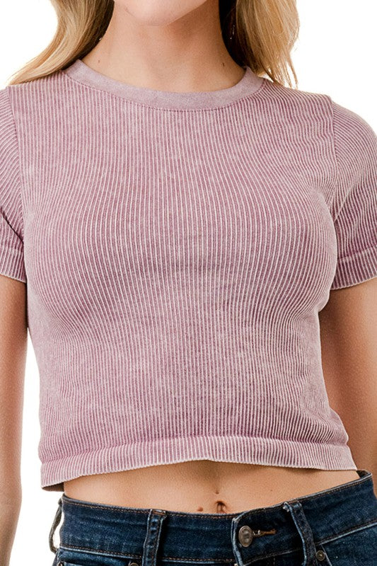 NT101MW Mineral Wash Short Sleeve Crop Top – Vintage Washed Tee